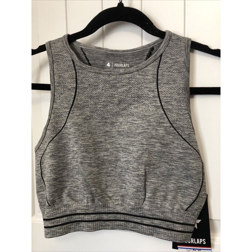 FourLaps Breathe Seamless Sports Bra M/L Grey Heather Textured Gym/Workout NWT